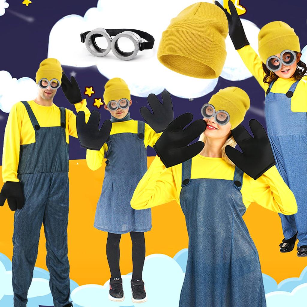 TUAHOUS 4-Piece Halloween Cosplay Set: Hat, Goggles, and Glasses. Includes a Knit Hat and Hat, Perfect for Movies, Christmas, Parties, and Events.