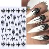 7/8pcs 3D Gothic Black Halloween Nail Stickers Cool Design Alphabet Letter Lace Castle Skull Y2K Manicure Decoration Accessories