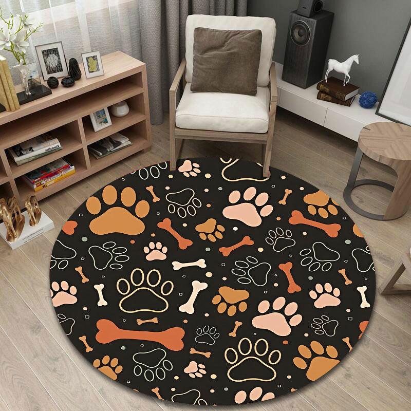 Chic Round Christmas Multicolor Rug Mat, Non-Slip Floor Mat for Nursery