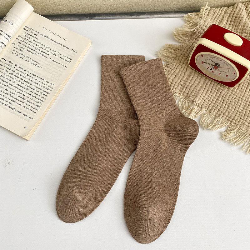 

Женские гольфы до середины икры на осень и зиму, хлопковые носки, женские носки в стиле колледжа, универсальные повседневные носки-гольфы на весну и осень 1 pair коричневый