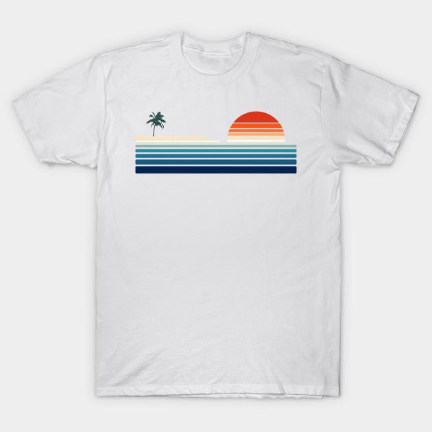 

Men Black Print T-shirt Minimalist, Geometric Retro Ocean Sunrise Ii No-Cut Transfer Paper Print Cotton Tshirt XL