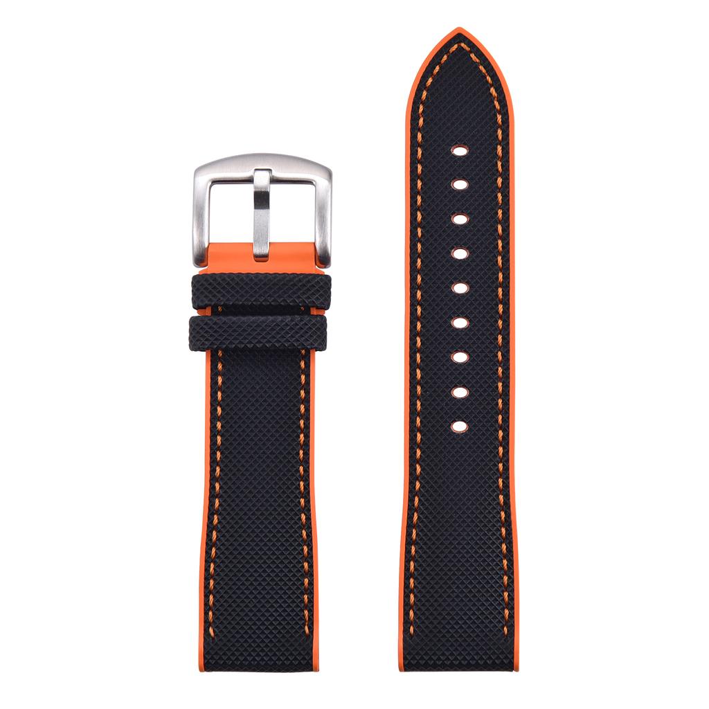 Premium Hybrid Leather FKM Sailcloth Watch Strap 18mm 20mm 22mm 24mm Fluoro Rubber Leather Watchband For Each Brand Diving Watch