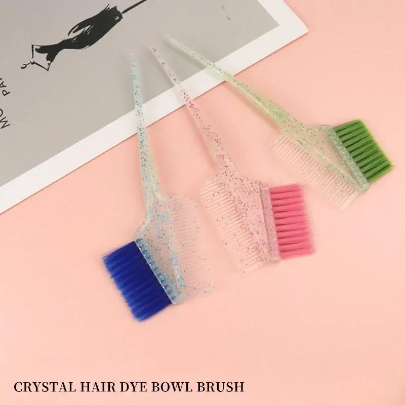 3pcs Hair Coloring Brush Set Shiny Crystal Bowl Brush Easy Clean Mixing Bowl Salon Tinting Brush Hairdressing DIY Accessories