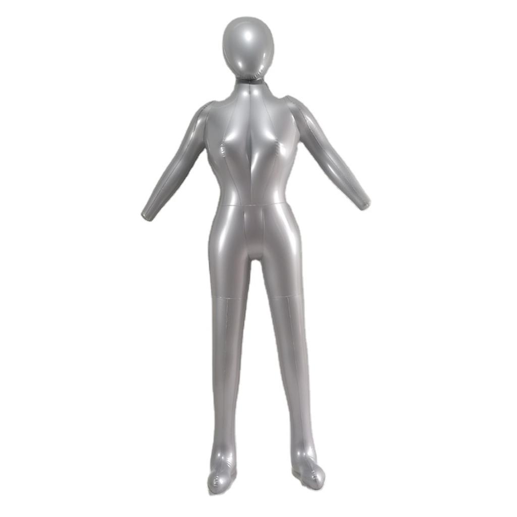 Aufblasbares Vollkörper-Schaufensterpuppen-Torso-Modell für Damen, Silbernes Schaufensterpuppen-Körpermodell