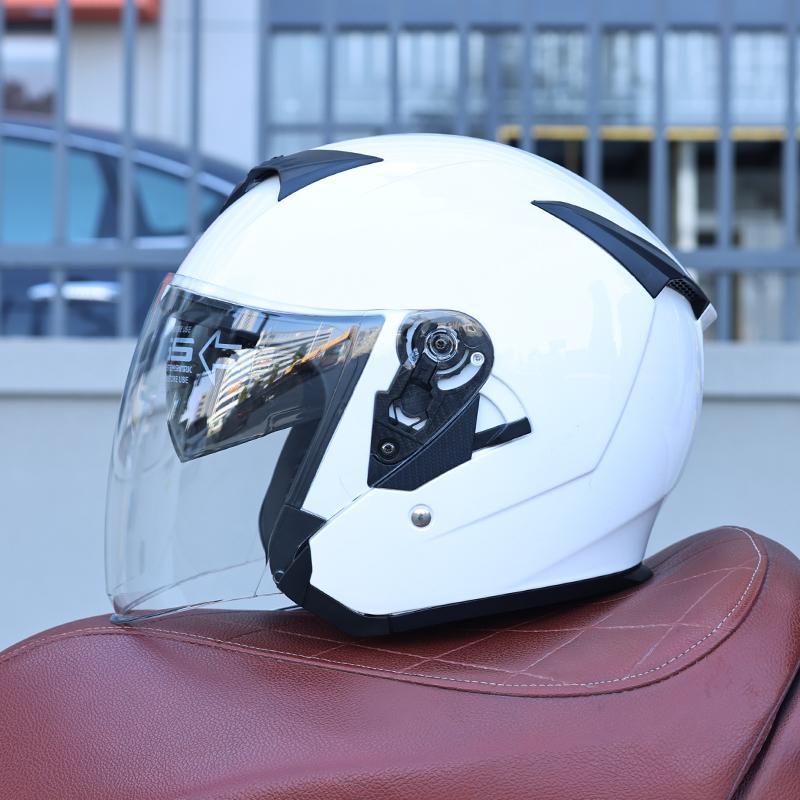 Orz-600 Motorcycle helmet retro half helmet with dual lenses for men and women, universal coverage helmet for all seasons