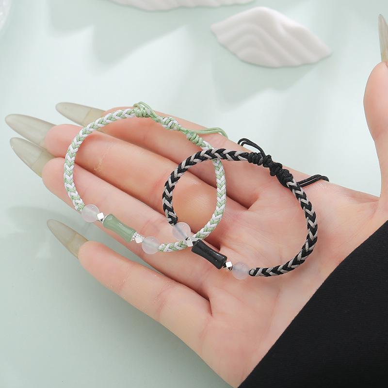 Vintage Chinese Style Braid Bamboo Bracelet For Women Girls Beaded Bracelet Party Handmade Jewelry Adjustable Gifts