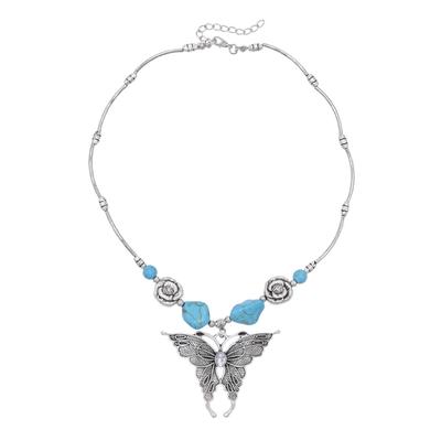 Artistic Butterfly Drop Necklace Handmade Adjustable Neckchain Alloy Jewelry For Casual Or Formal Outfit Accessories