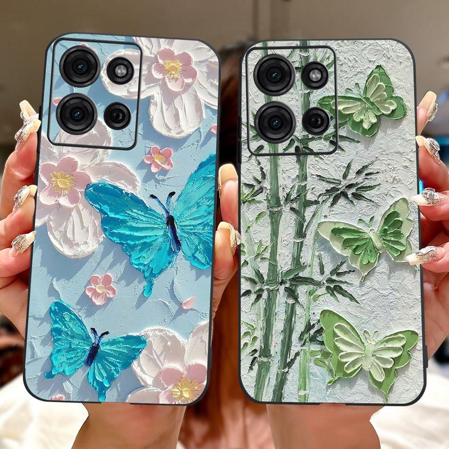 For Motorola G05 G15 Power G35 G55 G75 E15 Phone Case Back Cover Girly Fashion Flower Butterfly Paintong Soft TPU Bumper Fundas