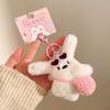Rabbit Keyring Ornament Lovely Plush Animal Bowknot Keychain For Women Girls Versatile Bag Charm Pendant Birthday Gift