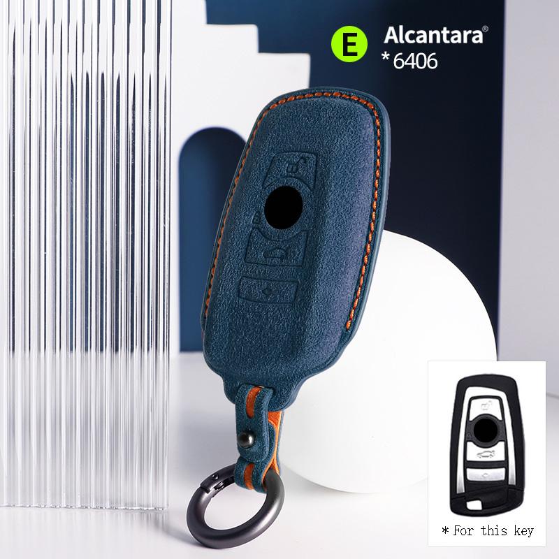 Alcantara Car Key Case Cover For BMW 1 2 3 5 7 Series X1 X3 X5 X6 F15 F16 F20 F22 F30 F32 G30 Keychain Auto Accessories