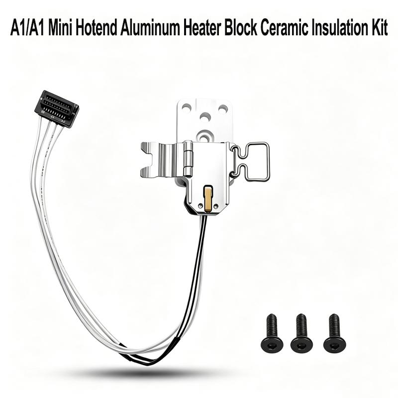 A1/A1 Mini 3D Yazıcı için Seramik Yalıtımlı Hotend Montajı Alüminyum/Nikel Kaplı Isıtma Bloğu – Stabil Isıtma, Dayanıklı, Kolay Kurulum