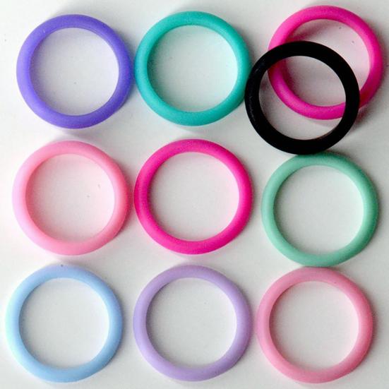 10Pcs Women Silicone Wedding Band Ring Jewelry Solid Color Party Gift