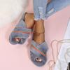 Fashion 2025  Shiny Crystal Decor Indoor Slippers Women Winter Warm Thicken Plush Cotton Slippers Woman Comfort Light Non Slip Slides