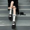 Socks Middle Tube Spring And Autumn Big Lace Cute Trendy Internet Celebrity Cloth Label Sweet White Soft Girl Cotton Socks