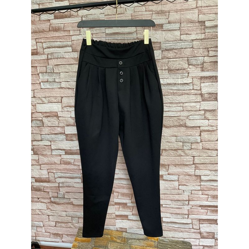 

Осенние черные модные брюки гаремы с высокой талией, свободные и стройнящие Black XL