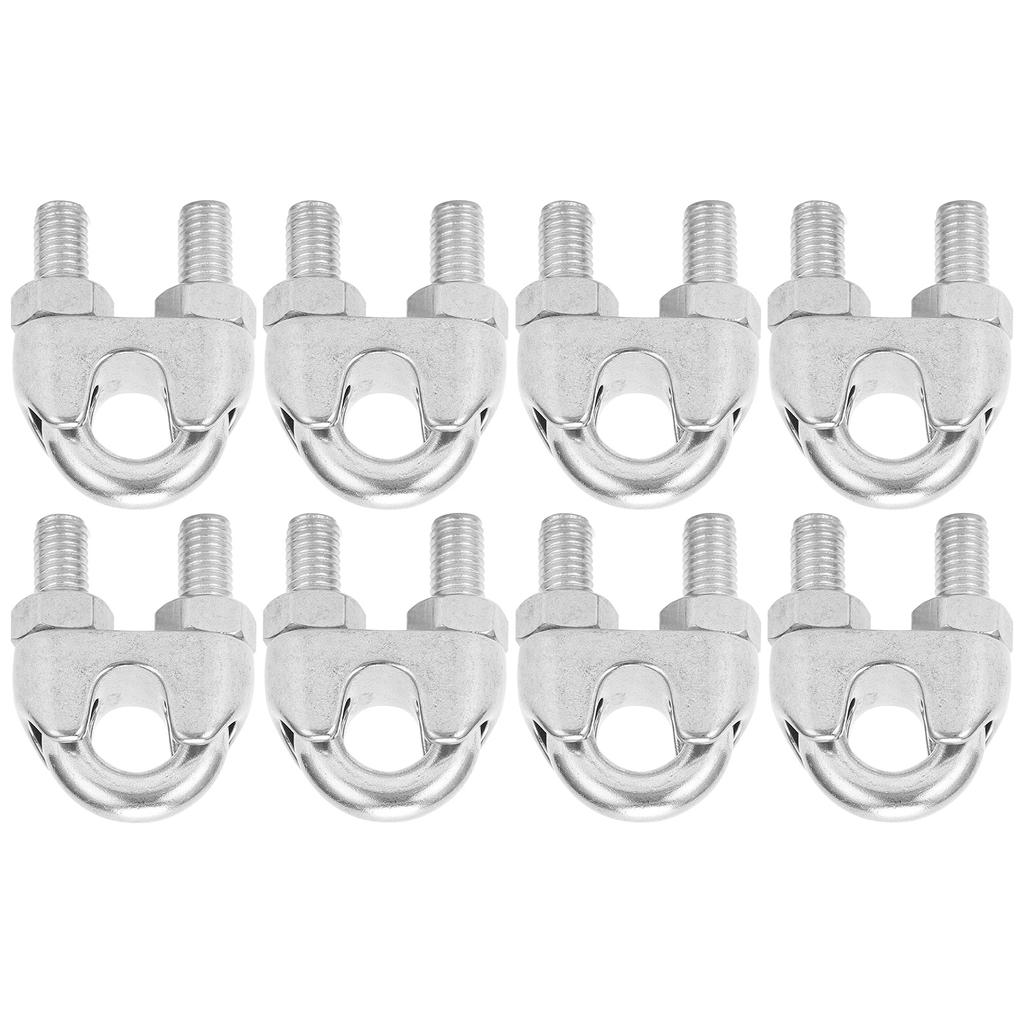 8 stk 38 tommer M10 rustfritt stål vaierklemmer U-bolt salfeste