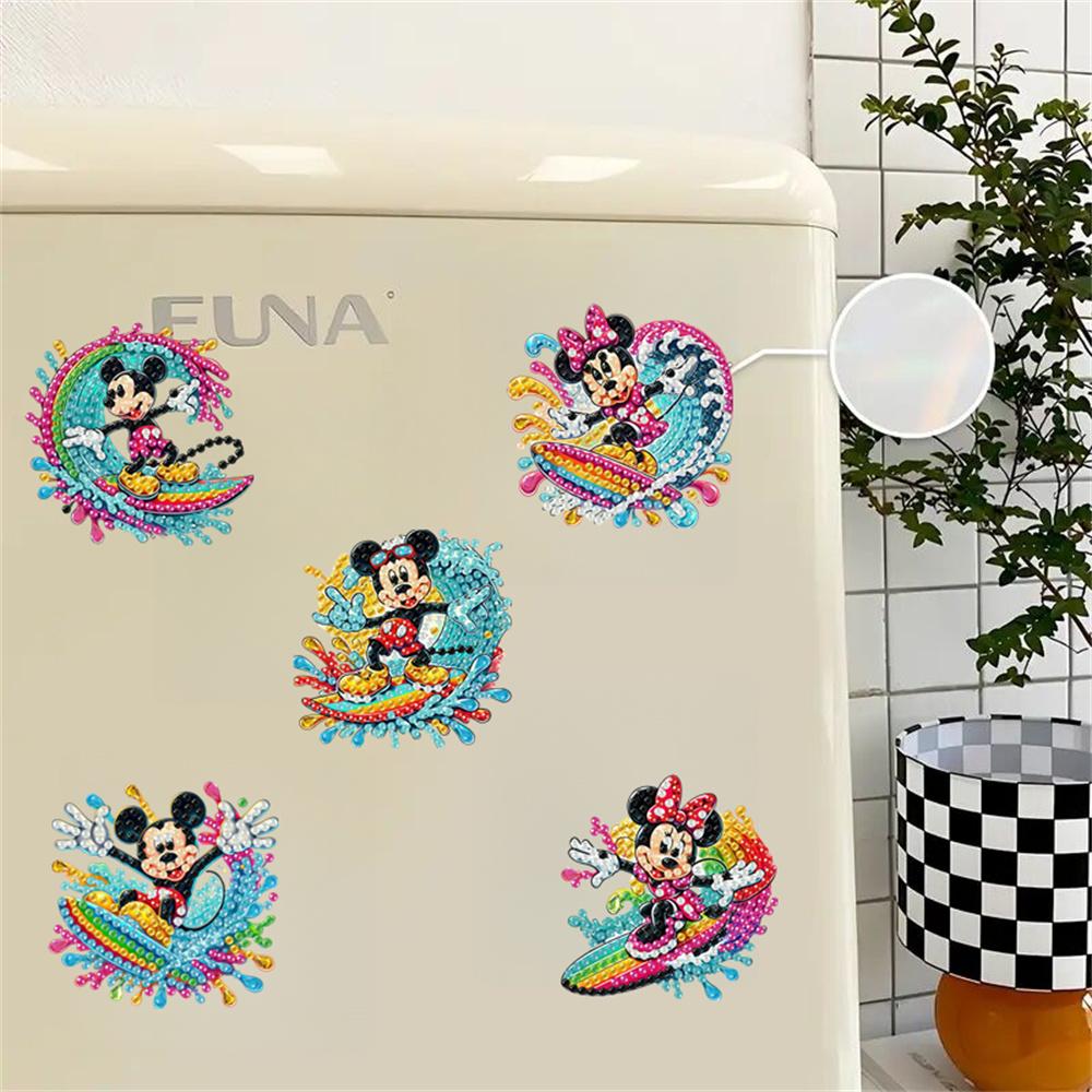 6Pcs Acrylic Surfing Series Diamond Art Fridge Magnet Diamond Painting Refrigerator Magnet DIY Fridge Stickers for Fridge Whiteboards
