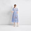 Hollow Niche Design Sense Splicing Water-soluble Lace Waist Thin Solid Color Dress