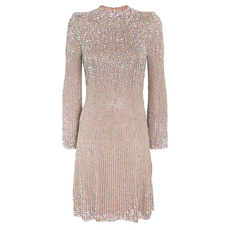High Street Fashion 2026 Early Spring: Embellished Beaded Rhinestone Stretch Dress