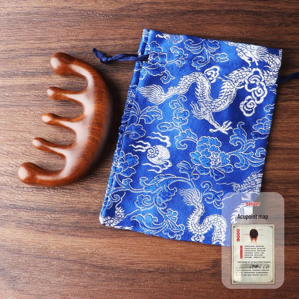 Massagekamm aus Sandelholz: Tragbarer Holzkopf- & Meridiankamm Souvenir