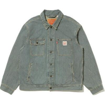 Levis SS25 Gestreept Patroon Knoopsluiting Jas Heren jassen Lichtblauw A4820-0016