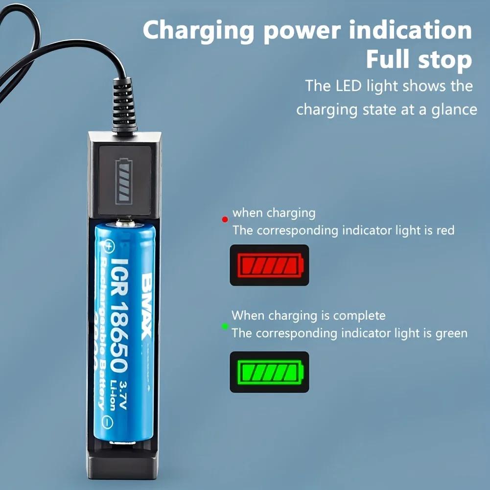 18650 Ladegerät Aufladen 3,7 V Li-Ionen-Akku-Ladegerät USB Universal Smart 1 Slot Ladegerät Lithium-Batterien Ladeadapter