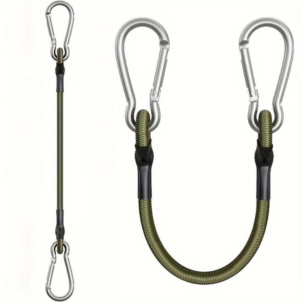 2 stk Kraftig elastisk tau med karabinkroker, Fleksibel og slitesterk 12-tommers snor for bagasje, last