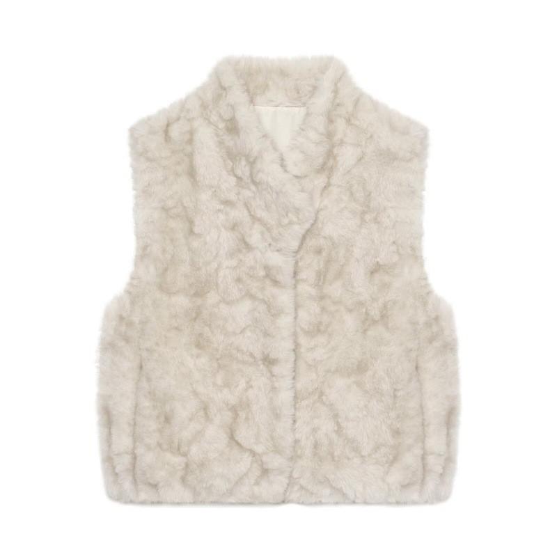 Womens Faux Mink Fur Vest Stand Collar Thick Warm Fashion Winter Waistcoat
