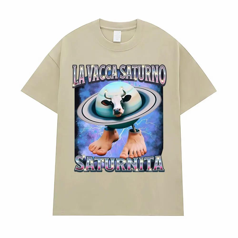 La Vacca Saturno Saturnita Vtipné Kráva Meme Trička pro Muže Ženy Harajuku Hip Hop Humor Tričko Letní Topy Měkké Tričko