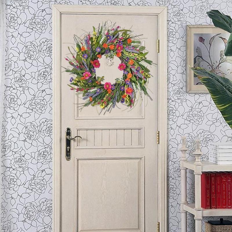Artificial Flower Wreath 22inch Spring Wreath for Front Door Wall Wedding Party