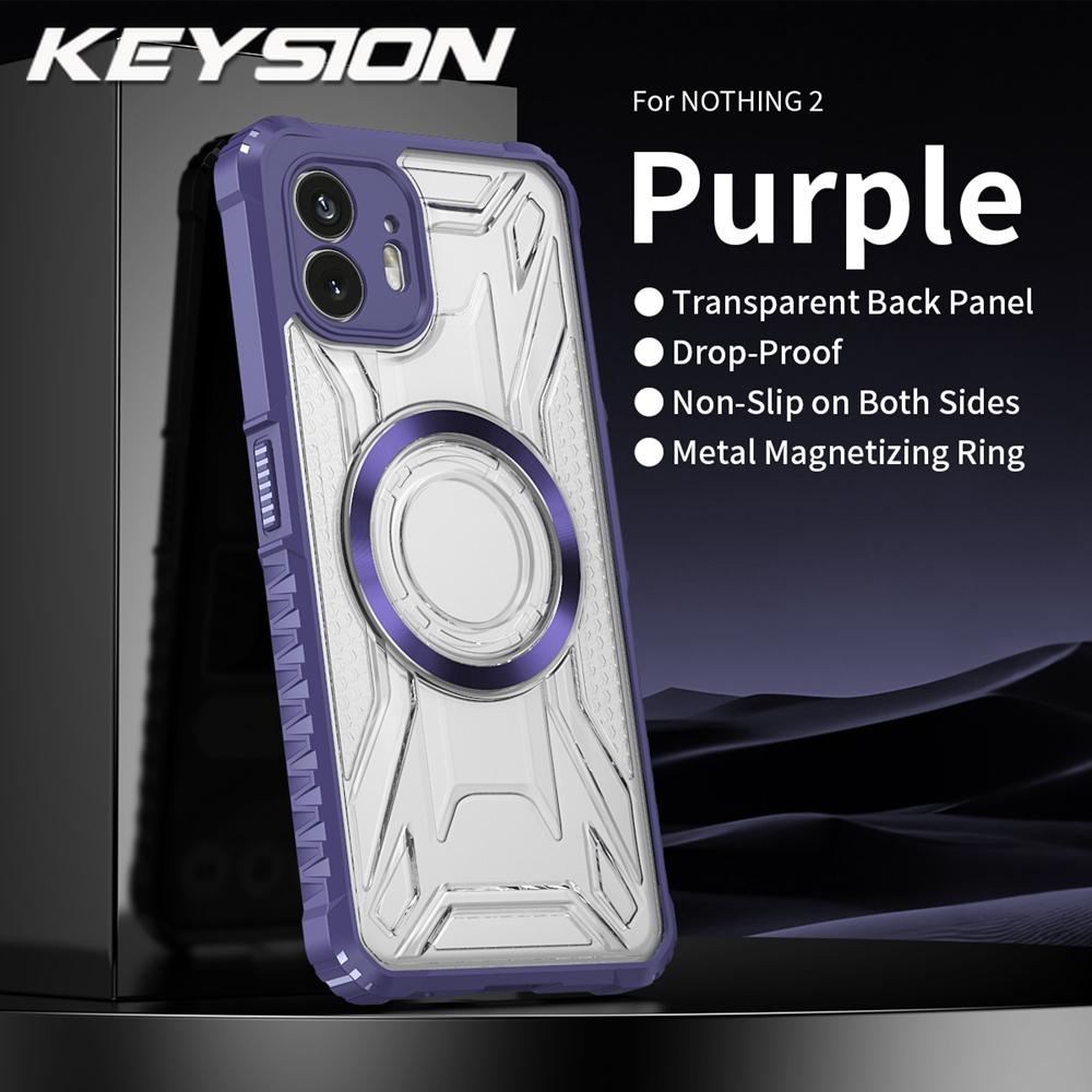 

KEYSION Прозорий Магнітний Чохол для Nothing Phone 2 1 Силікон+ПК Надміцний Протиударний Чохол для Телефону для Nothing Phone 1 2 for Nothing Phone 2 фіолетовий