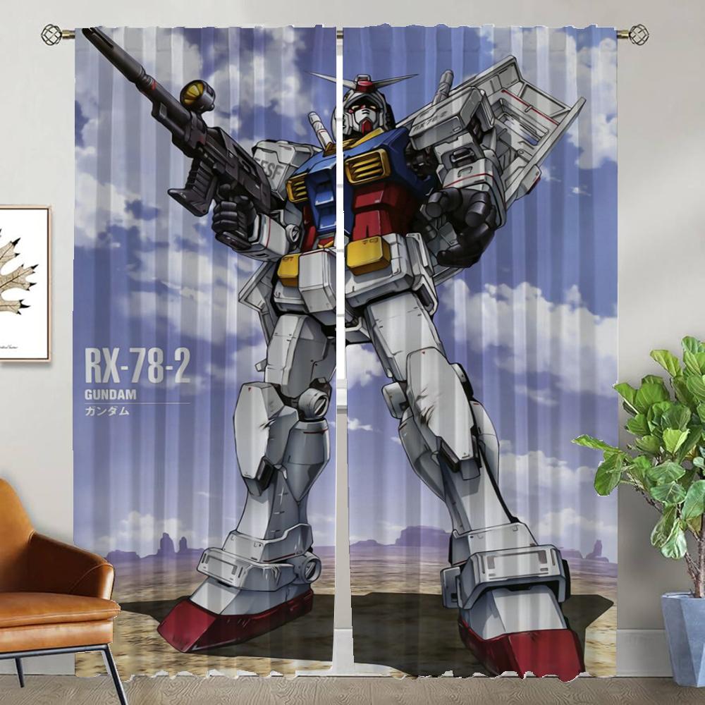 Gundams Home Interior Curtains 2 Pieces Elegant Room Curtains for Camera Living Room Curtain Partition Tulle for Bedroom Shades