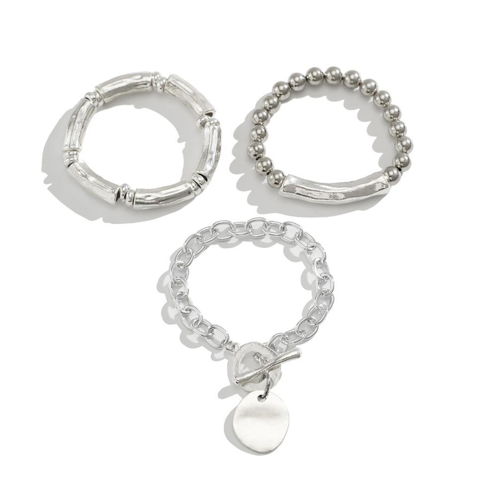 3PCS Retro Style Lock Bracelet Exaggerated Punk Style Chain Bracelet Pendant Bracelet Jewelry Gift Style 2