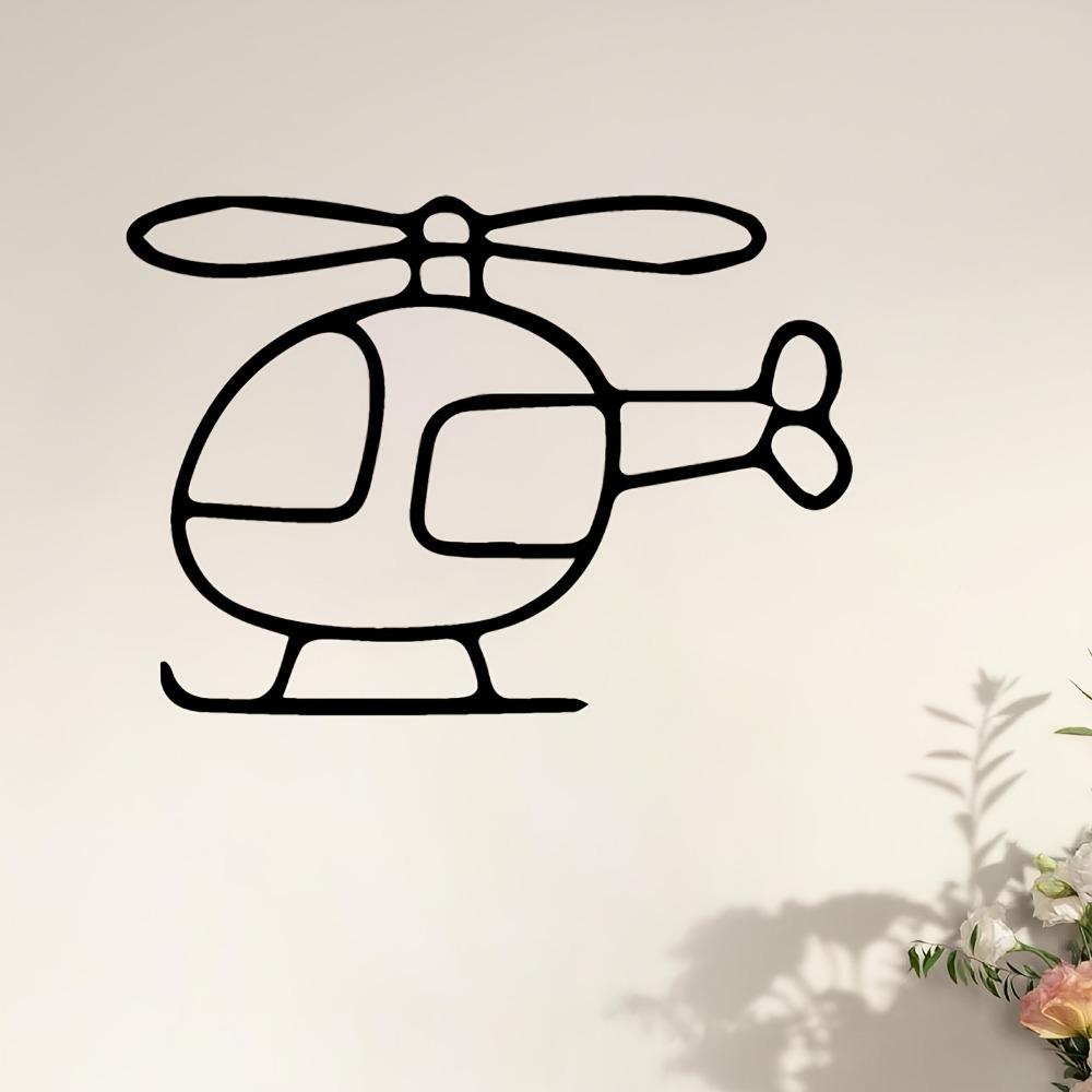 1pc Metal Helicopter Wall Art, Dynamic Helicopter Statue, Aviation Gift for Kids, Pilot Decor, Weatherproof Metal Sculpture for Garage, Backyard Fence