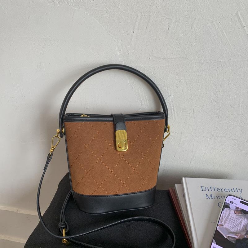 

Ретро мода портативная женская сумка новая модная сумка-ведро текстурная универсальная сумка-мессенджер на плечо коричневый