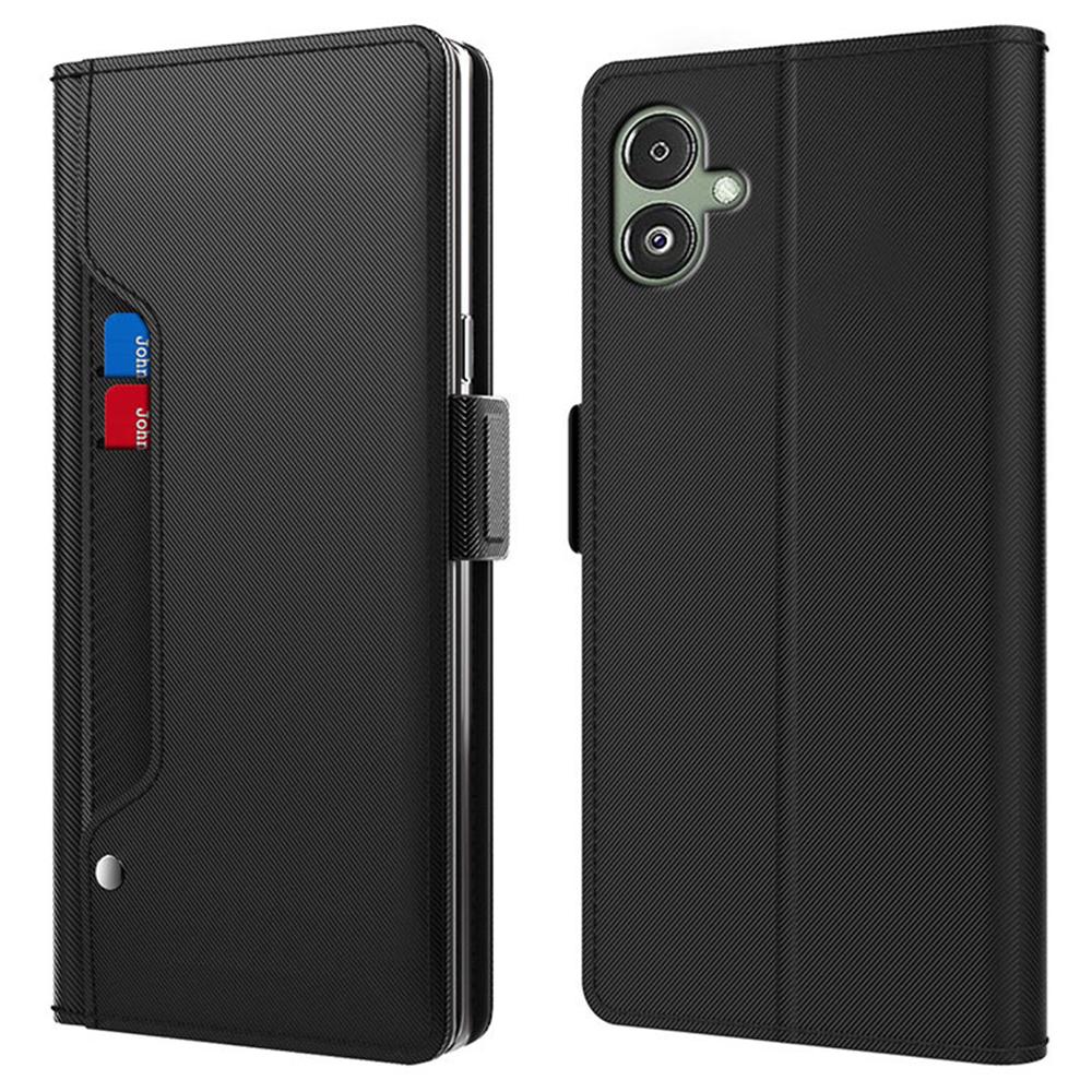 

Для Samsung Galaxy A06 4G Чехол-подставка из ПУ кожи Чехол для телефона Держатель для карт Зеркало Black