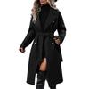 Women's Mid Length Wool Coat Double Breasted Trench Coat Long Sleeve Notched