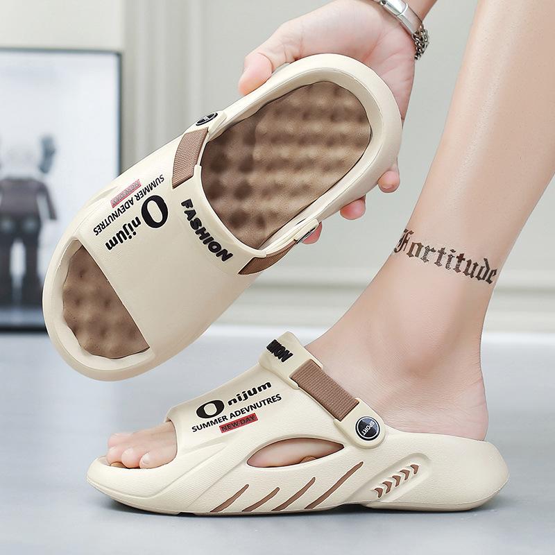 Fashion Men Massage Slippers Indoor Outdoor Sandals Beach Casual Shoes Slides Men's Sandals Big Size Comfortable Soft Plus Size