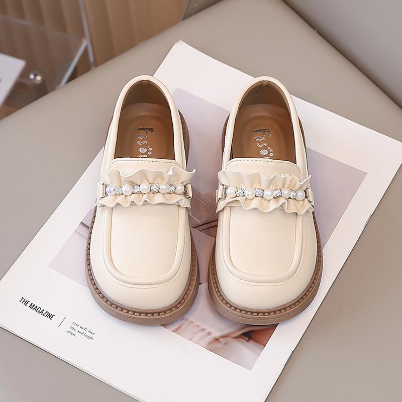 

Кожаные туфли для девочек черные в британском стиле 2025 весна и осень новая детская обувь туфли принцессы для маленькой девочки одинарные туфли туфли Доудоу 31 [Inner Length 19.5CM] бежевый