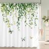 Fresh Green Leaves and Plants Pattern Shower Curtain Printed Leaves Bathroom Bath Curtain Home Decoration Curtain With Hooks