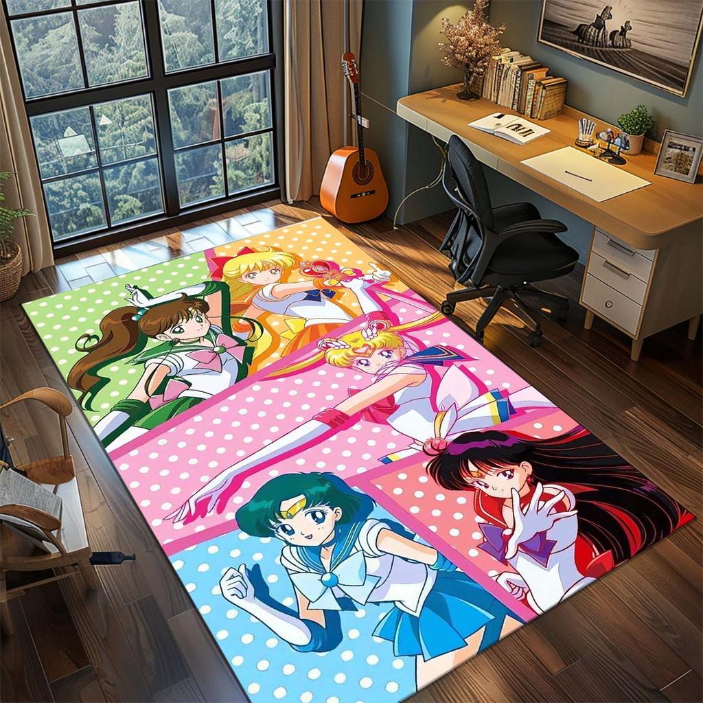 Sailor Moon Anime Rug Carpet Large Area Rug Non Slip Washable Floor Mat Gamer Room Bedroom Home Decor -QJY
