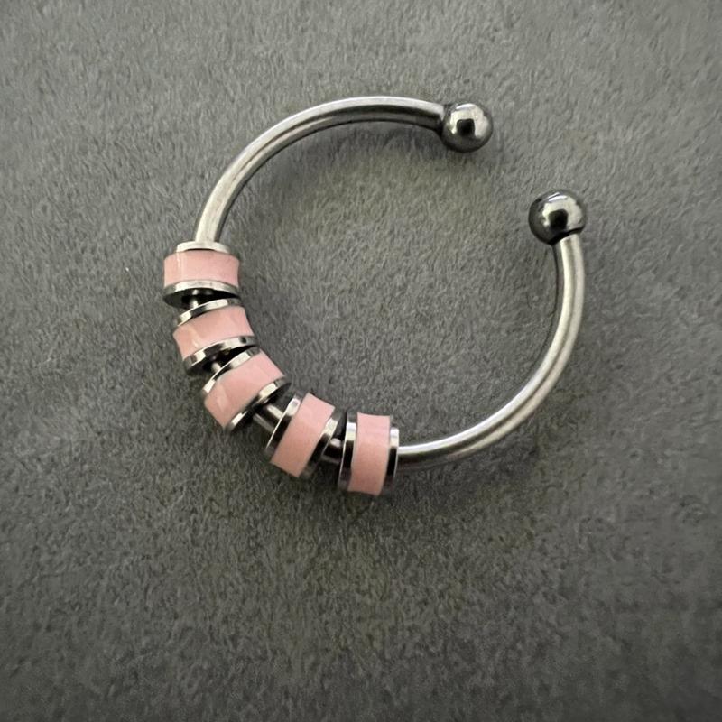 Women Men Open Ring Adjustable Anxiety Relief With Enamel Bead Opening Decoration Accessory Stacking Spinning Ring