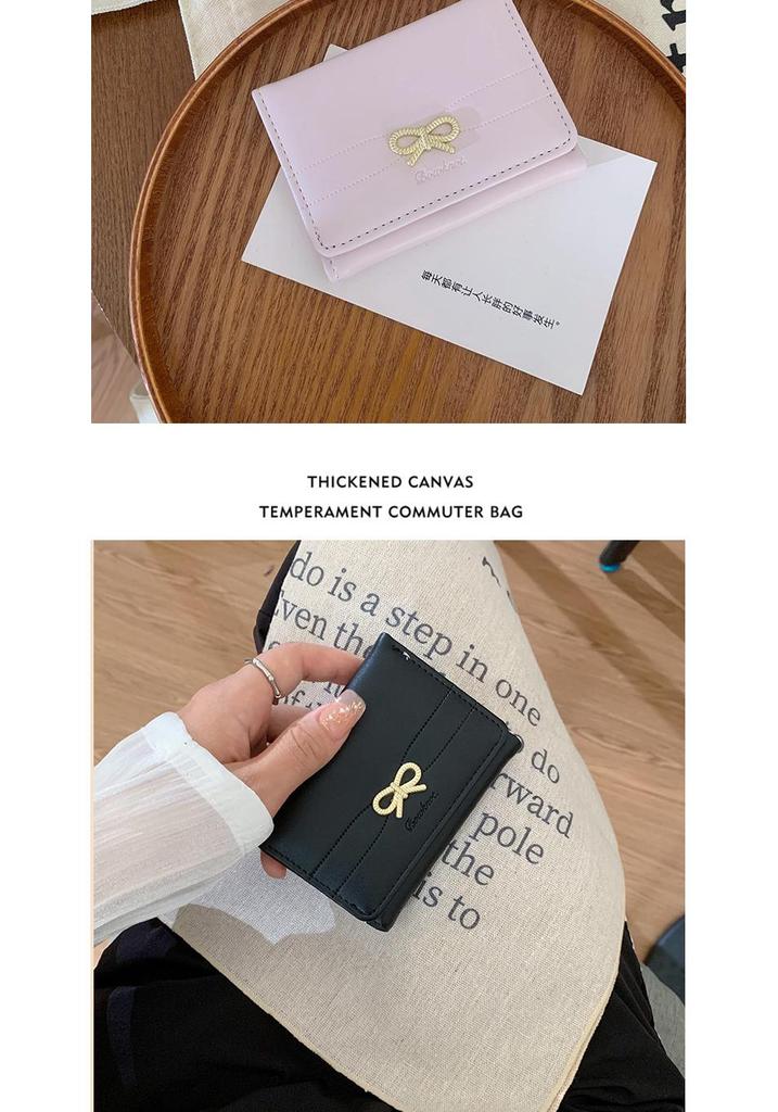 Women's Bowknot Short Foldable Wallet - Korean Style