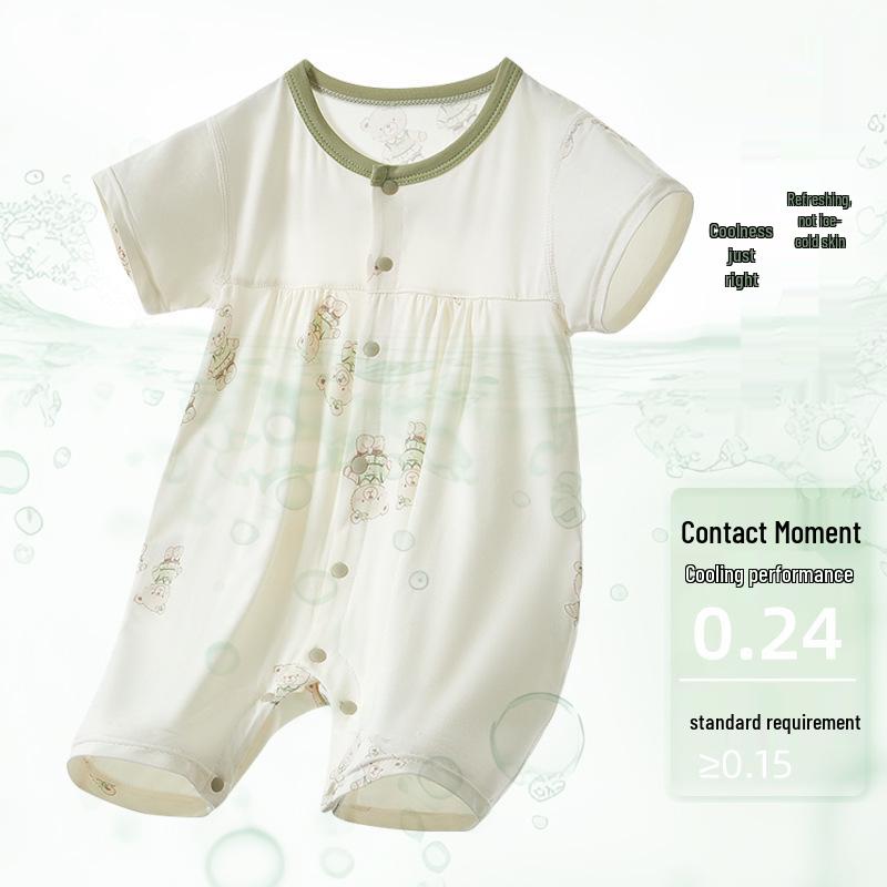 Cheng Bao Summer Baby Bodysuit Short Sleeve Modal Newborn Romper Pajamas