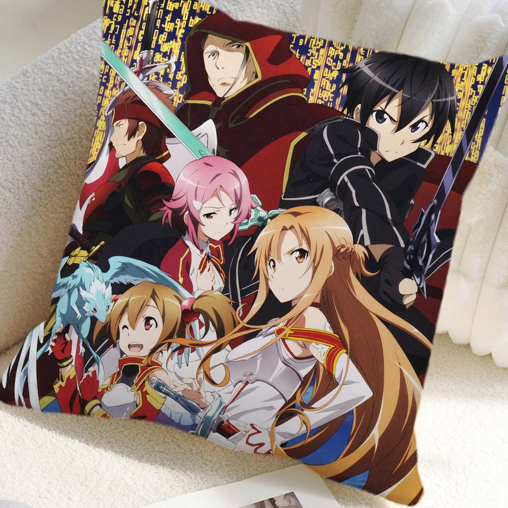 Sword Art Online Anime Pillow Case Square Pillow Bedroom Sofa Leisure Comfort Cushion Car Home Decoration