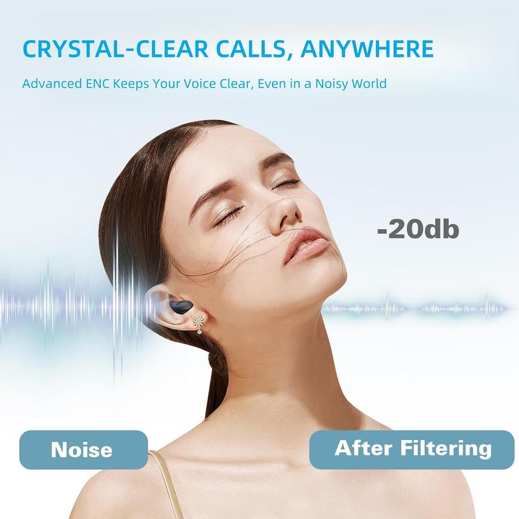 M52 Sleep Earbuds with Power Display, Mini Invisible Earbuds for Side Sleepers, Wireless Headphones Bluetooth 5.3, 58H Battery, Ultra-Thin Comfort,