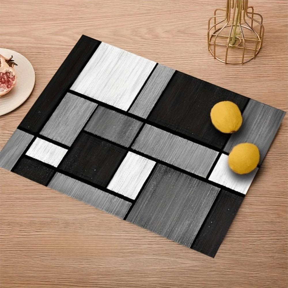 6 Piece Linen Insulated Dinning Mat Plaid Pattern Dinning Table Mat Festive