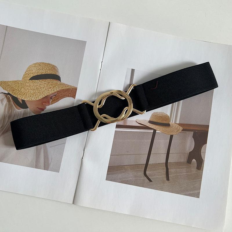 Wide Belt Women'S Simple With Dress Coat Decoration Black Belt Women'S Elastic Elastic Waist Seal