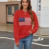 2025 Autumn/Winter Women's European and American Flag Round Neck Fashion Sweater for Easter & Independence Day
