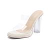 2025 summer new waterproof table transparent high heels women's thick heel nude versatile sandals with sandals